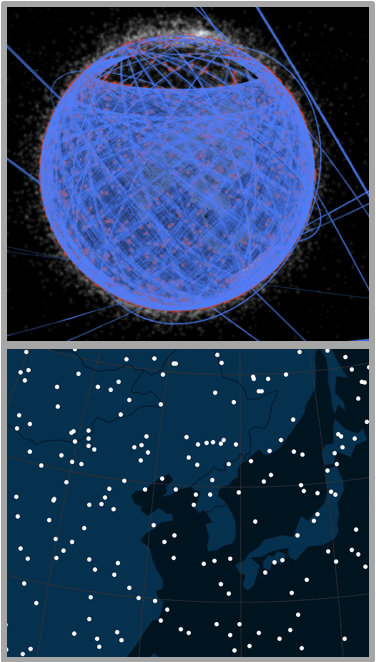 실시간 좌표 및 궤도